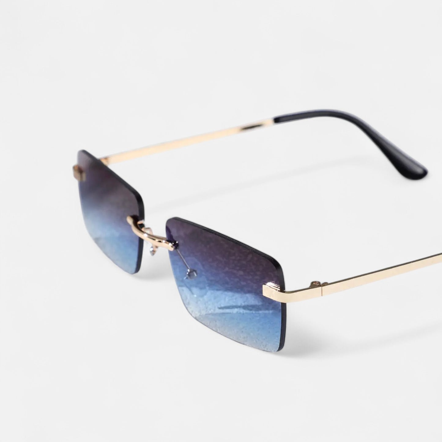 Valcien | Unisex Rimless Square Sunglasses – Minimal Metal Frame, Modern Beachwear Style