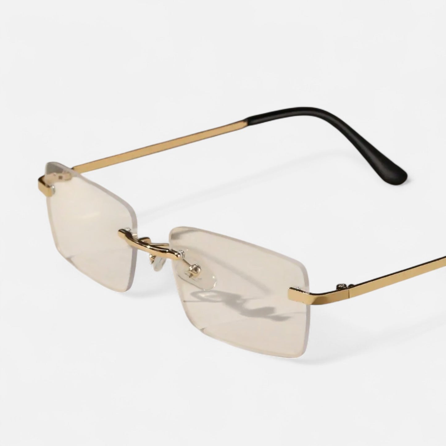 Valcien | Unisex Rimless Square Sunglasses – Minimal Metal Frame, Modern Beachwear Style