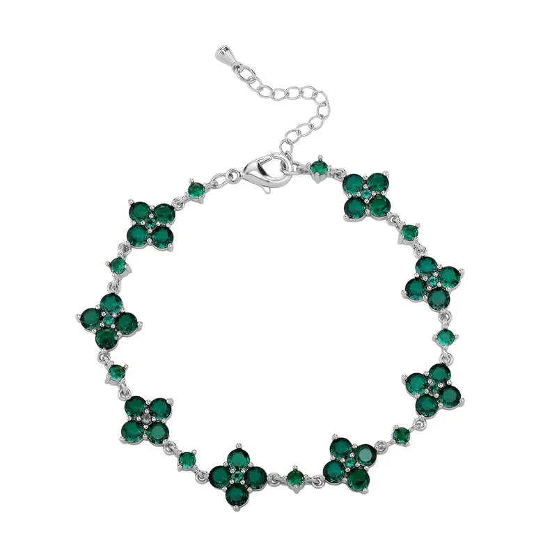 Valcien | 12mm Iced-Out Lucky Star Infinity Bracelet – Green Pink Black CZ Hip Hop Chain for Men