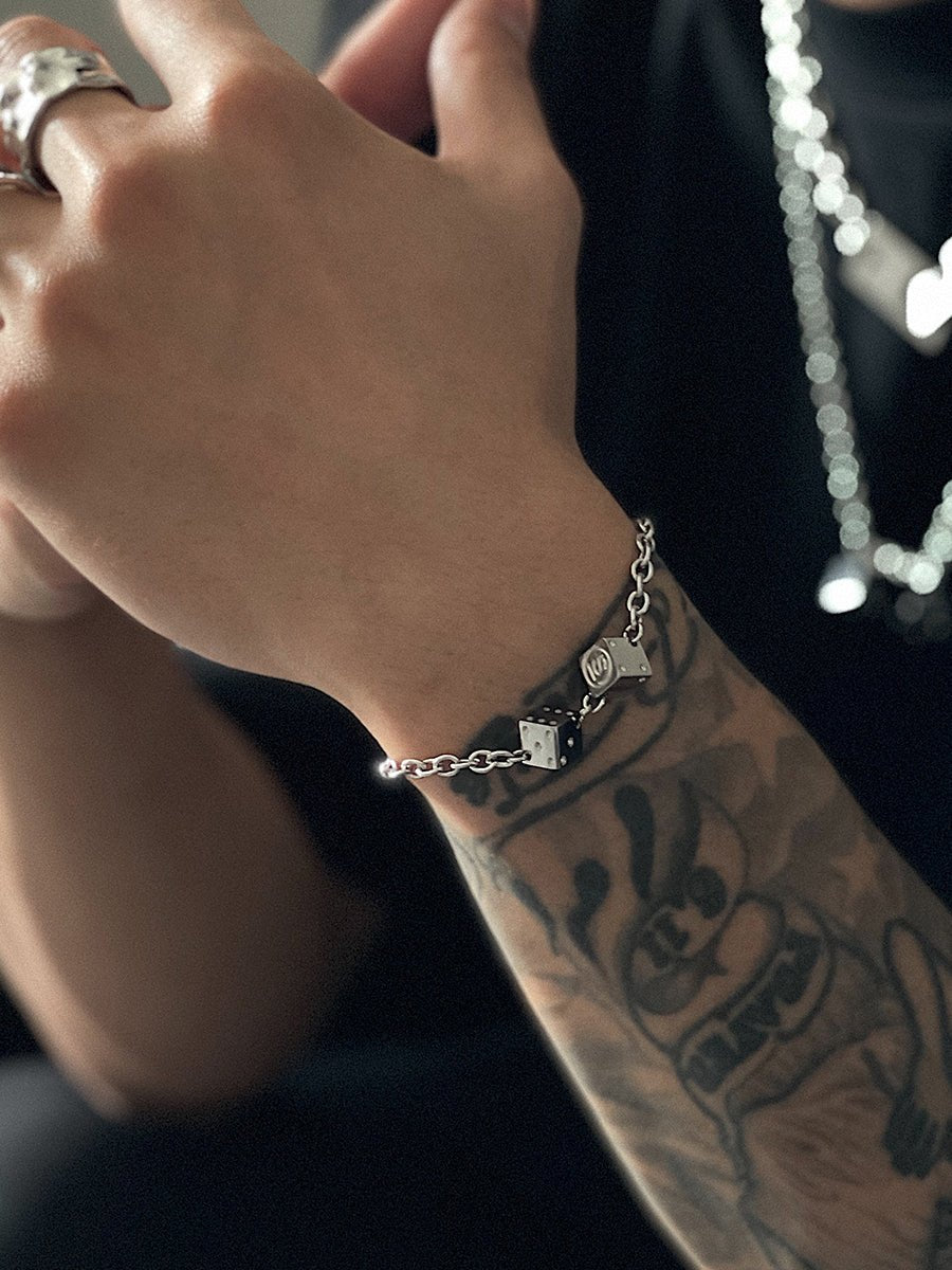 Men’s Dice Bracelet – Stainless Steel Lucky Charm Wristband