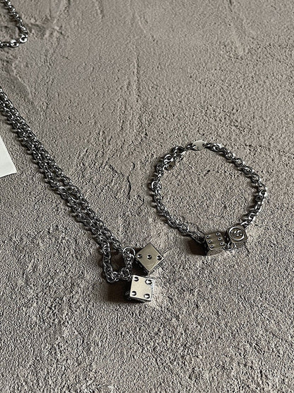 Men’s Dice Bracelet – Stainless Steel Lucky Charm Wristband