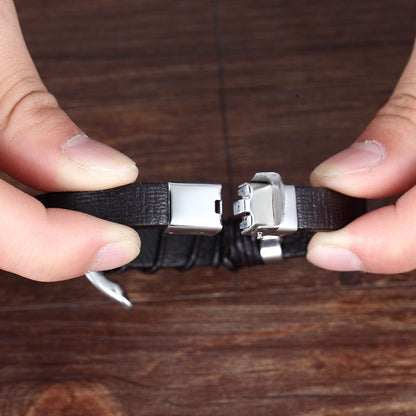 Infinity Luxe Stainless Steel Leather Infinity Bracelet – Elegant Patterned Men's Jewelry