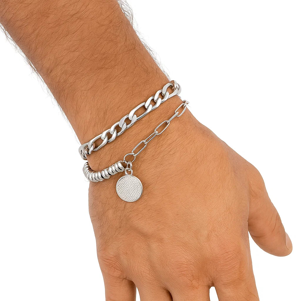 Valcien | Men Silver Duo Luxury Bracelet